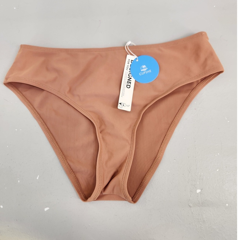 Cupshe Bikini 2pc Set Women Small Nude Brown Wrap Halter High Waisted Resortwear - Picture 5 of 8